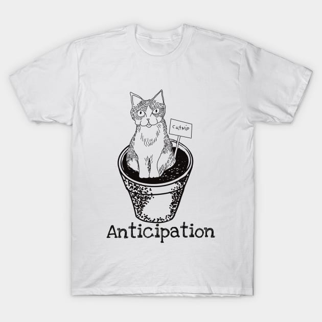 Cat in Anticipation of Catnip T-Shirt by Janpaints